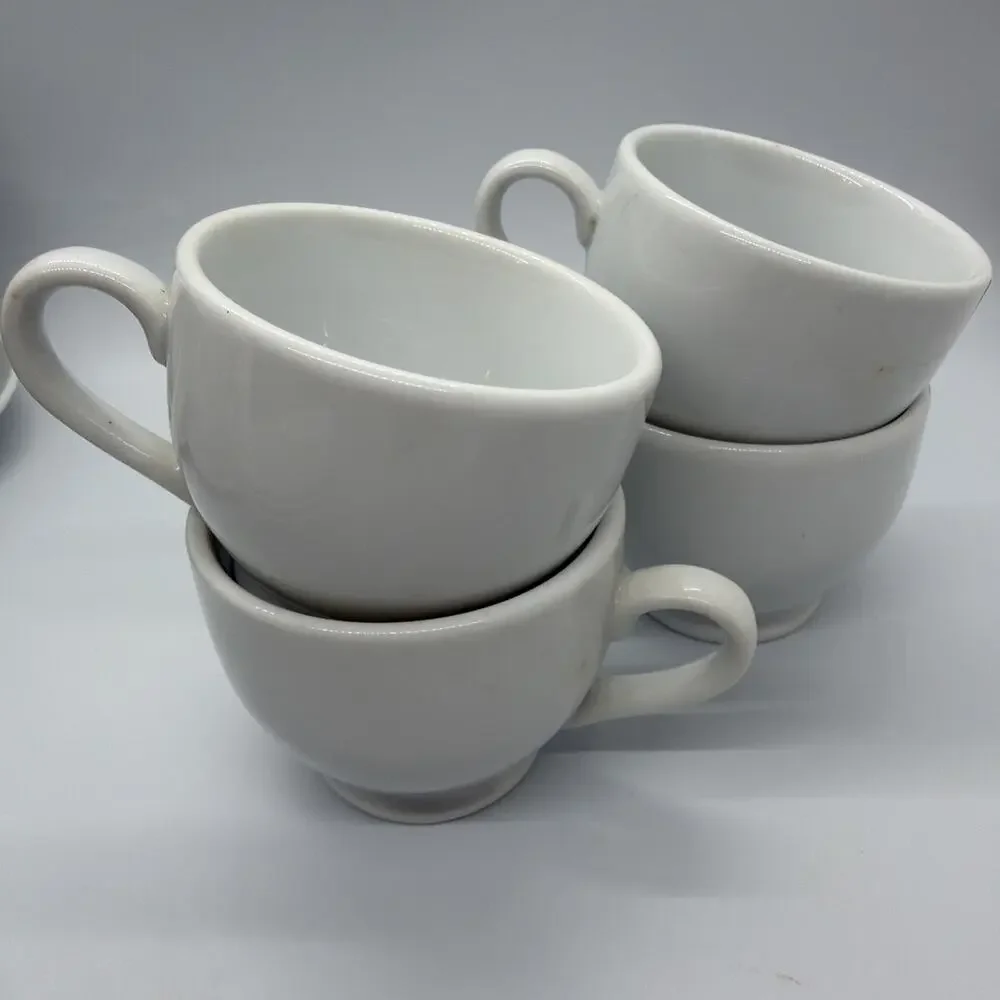 Sur La Table Demitasse Cups With Saucers White Fine Porcelain Set of 4 Espresso